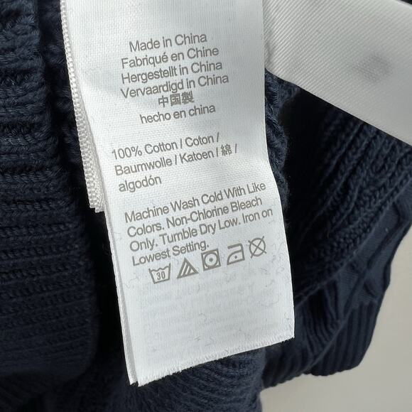 J.Crew Navy Blue Fisherman Sweater Size M Cotton Cable Knit Mockneck NWT - Picture 11 of 11